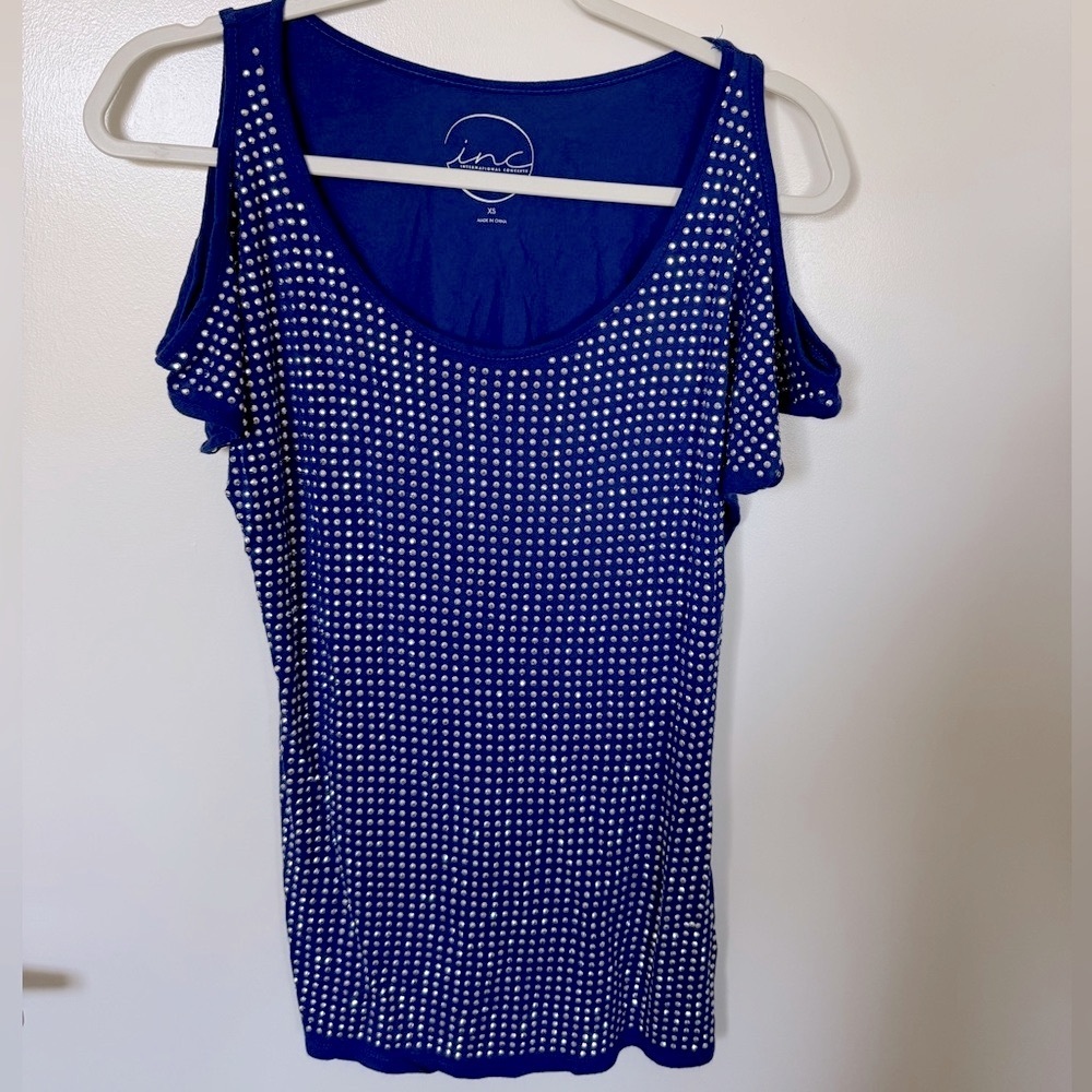 INC Studded Blouse - Size XS | Color: Royal Blue